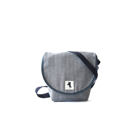 Rickshaw Bagworks Messenger 'Mini Zero' Herringbone Gray & White Made In USA - Picture 1 of 13